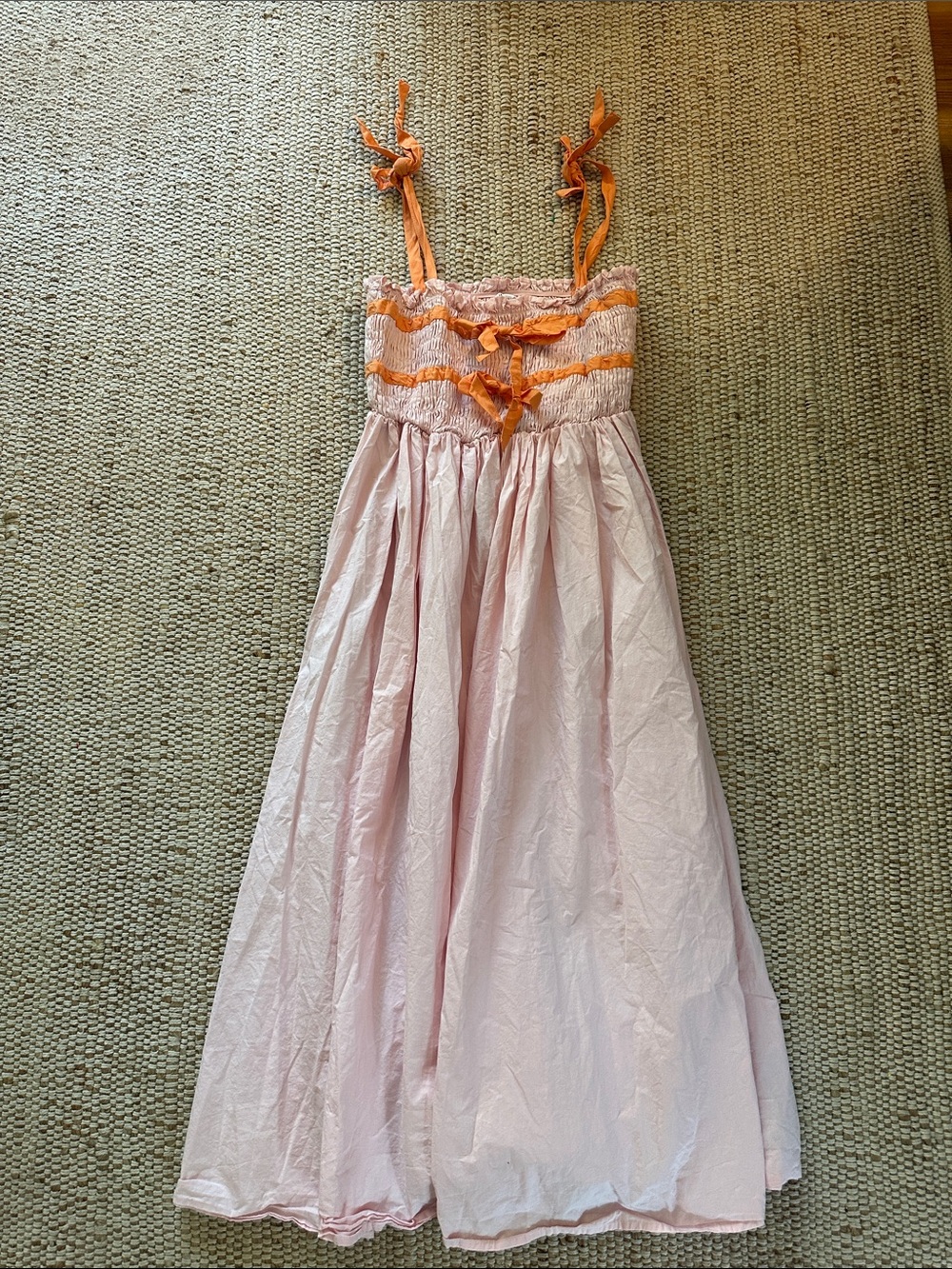 Light Pink Maxi Dress with Orange Accent Straps